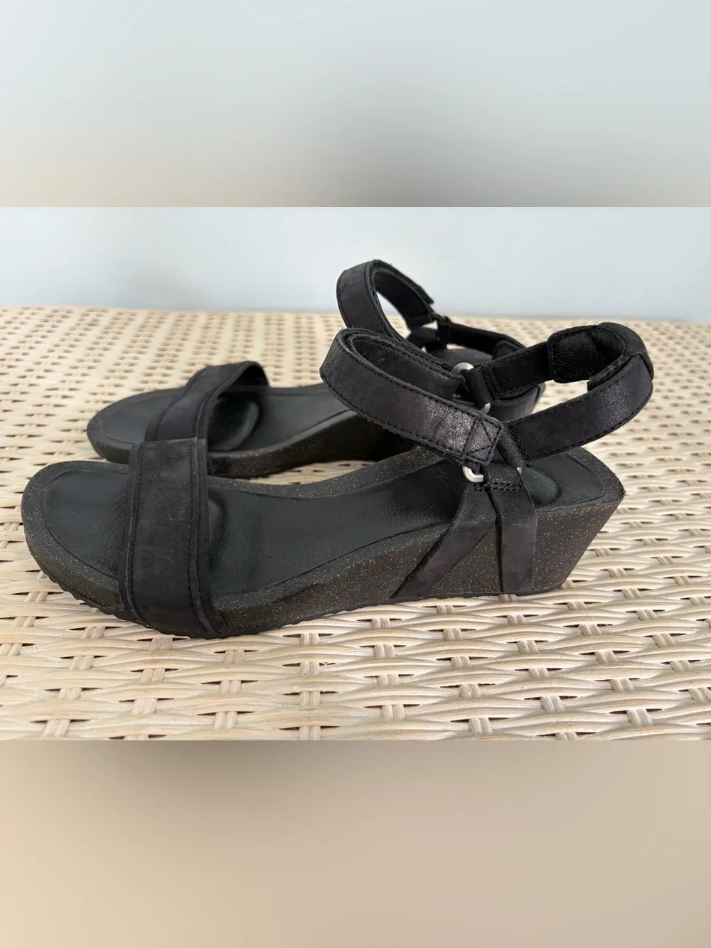 Teva Black Wedge Ankle-Strap Sandals